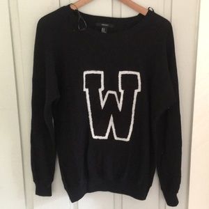 Varsity W letterman knit sweater